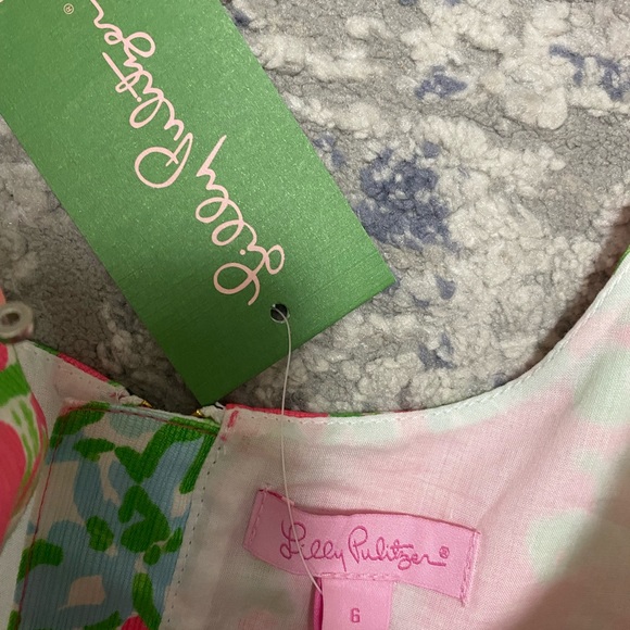 Lilly Pulitzer Cathy Flamingo Pink Southern Charm Lace Front Shift Dress 6 - Picture 2 of 3